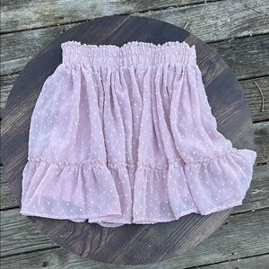 Womens Ruffled Mini Skirt in Light Pink